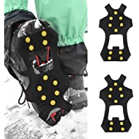 Diyeeni Puntas de Zapato Antideslizantes para Adultos con 10 Dientes- Garras de Zapato- Tacos de Hielo- Puntas de Nieve…